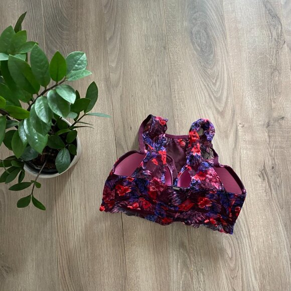 PINK Victoria's Secret Burgundy High Neck Floral Push-Up Bralette - Picture 4 of 12